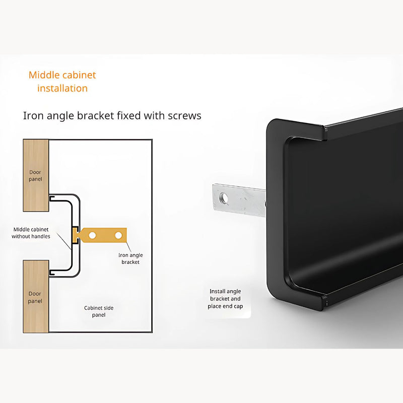 Tapón Lateral para Perfil de Gabinete Medio (1 Par) Color Negro Mate. Terminal de Perfil para Muebles Modulares cocina