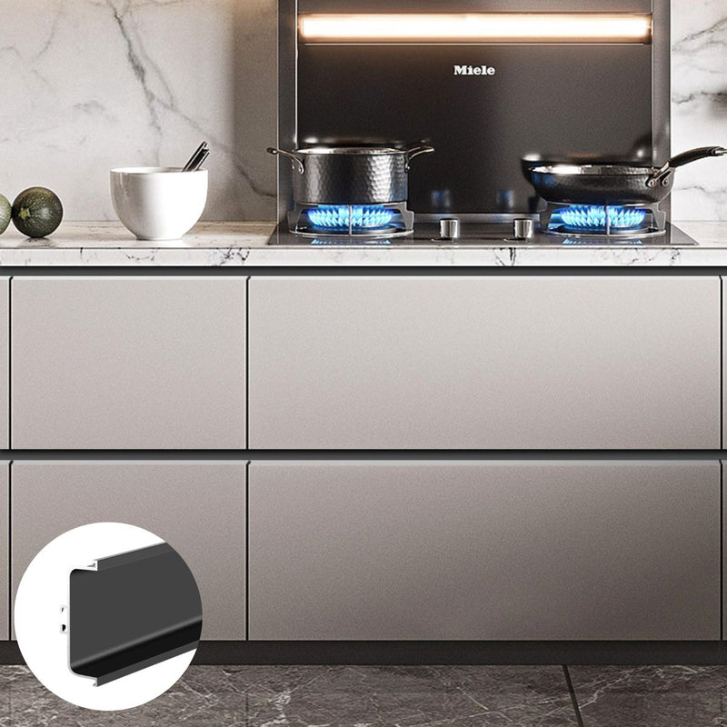 Perfil Central Tipo Gola para Muebles Modulares cocinas . (3 metros) Negro Mate para Gabinetes sin Tiradores. Ideal para cocina.