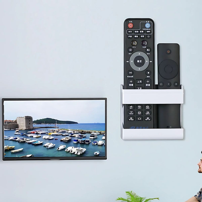 Organizador de Pared para Celular y Accesorios. Repisa de cargador celular Soporte Adhesivo Multifuncional. Color blanco. 86x36x97mm.