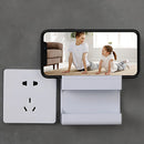 Organizador de Pared para Celular y Accesorios. Repisa de cargador celular Soporte Adhesivo Multifuncional. Color blanco. 86x36x97mm.