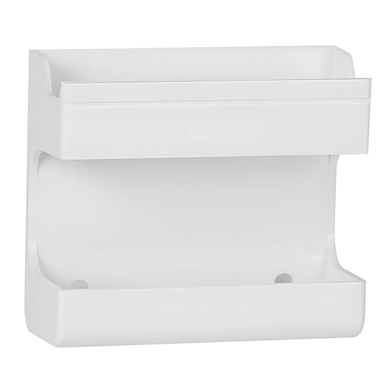 Organizador de Pared para Celular y Accesorios. Repisa de cargador celular Soporte Adhesivo Multifuncional. Color blanco. 86x36x97mm.