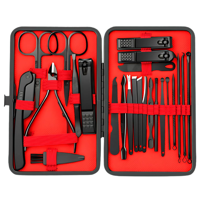 Estuche de Cuidado Personal. Set de Manicura y Pedicura (24 Piezas). Kit Profesional para Uñas, Rostro y Pies. Corta uñas
