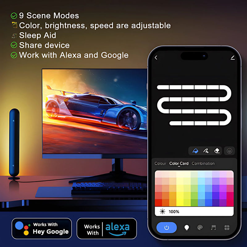 Barras LED RGB con Modo Música y Control Remoto (Pack de 2 unds). Luces LED de ambientación. Iluminación LED Decorativa.