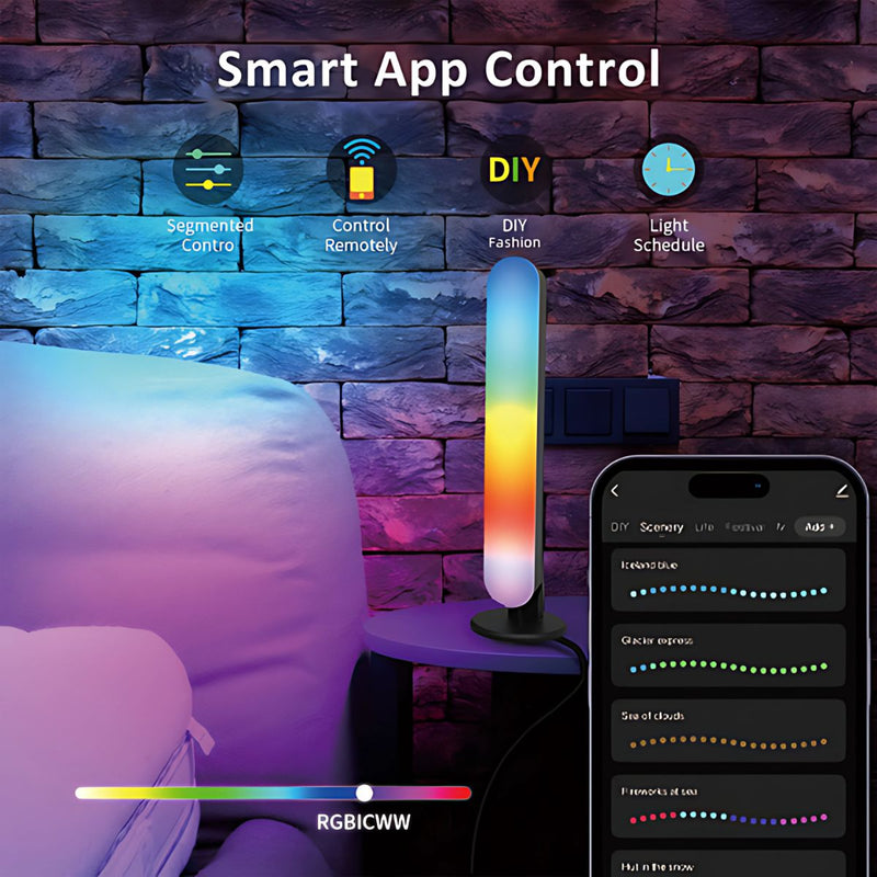 Barras LED RGB con Modo Música y Control Remoto (Pack de 2 unds). Luces LED de ambientación. Iluminación LED Decorativa.