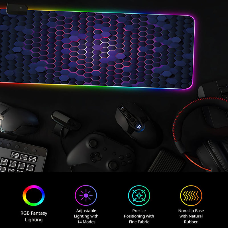 Mouse Pad Gamer RGB XL (400x800 mm) con Iluminación Multicolor y Base Antideslizante. Alfombrilla Gaming.