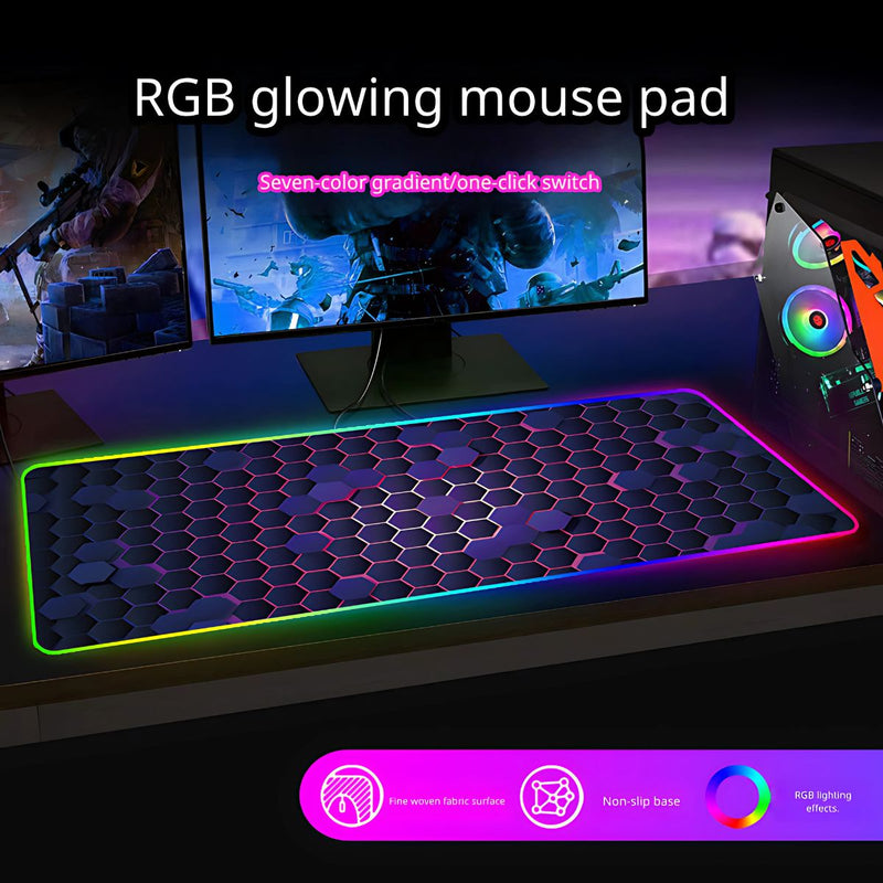 Mouse Pad Gamer RGB XL (400x800 mm) con Iluminación Multicolor y Base Antideslizante. Alfombrilla Gaming.