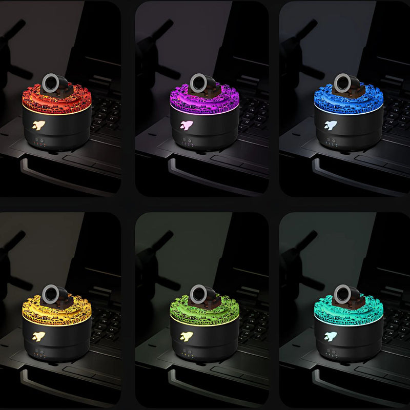 Difusor Aromas de Aceites Esenciales estilo cañon.  Humidificador Aromático con luz LED y temporizador.