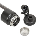 Botella de agua térmica 600ml. Termo negro de doble pared. Acero inoxidable.