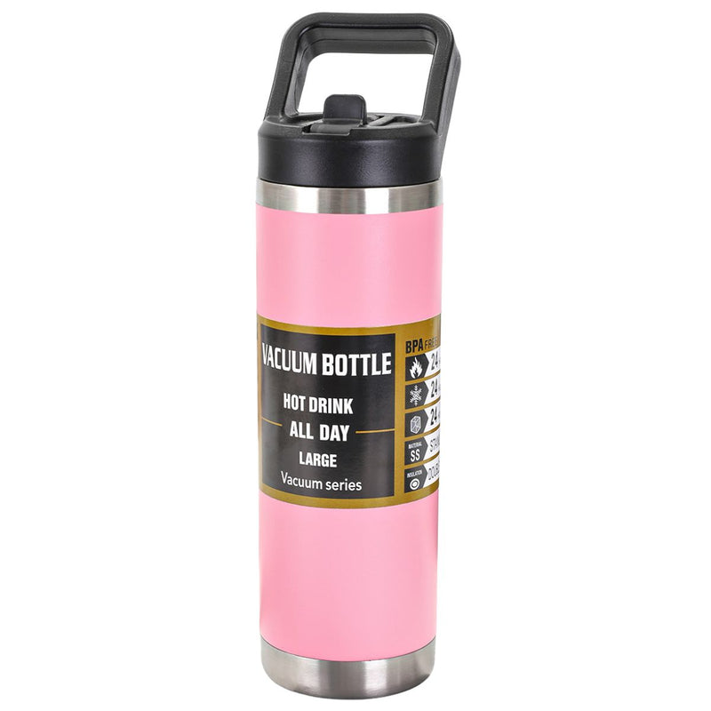 Botella de agua térmica 800ml. Termo rosado de doble pared. Acero inoxidable.