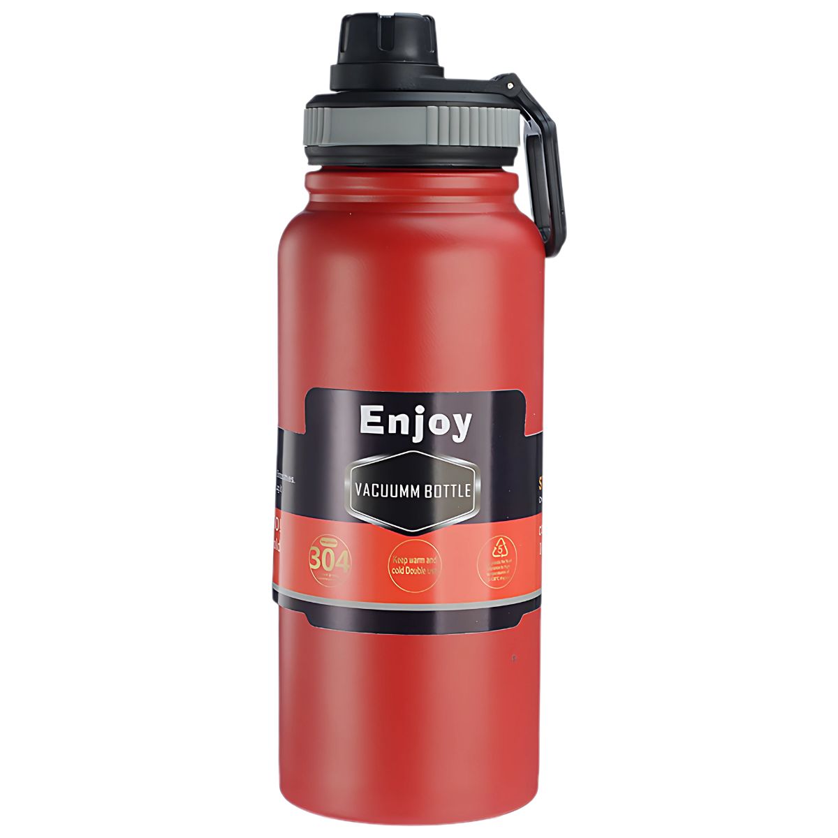 Botella de agua térmica 600ml. Termo rojo de doble pared. Acero inoxidable.