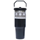 Botella de agua térmica 890ml. Termo de doble pared. Acero inoxidable. Vaso negro con carrizo integrado.