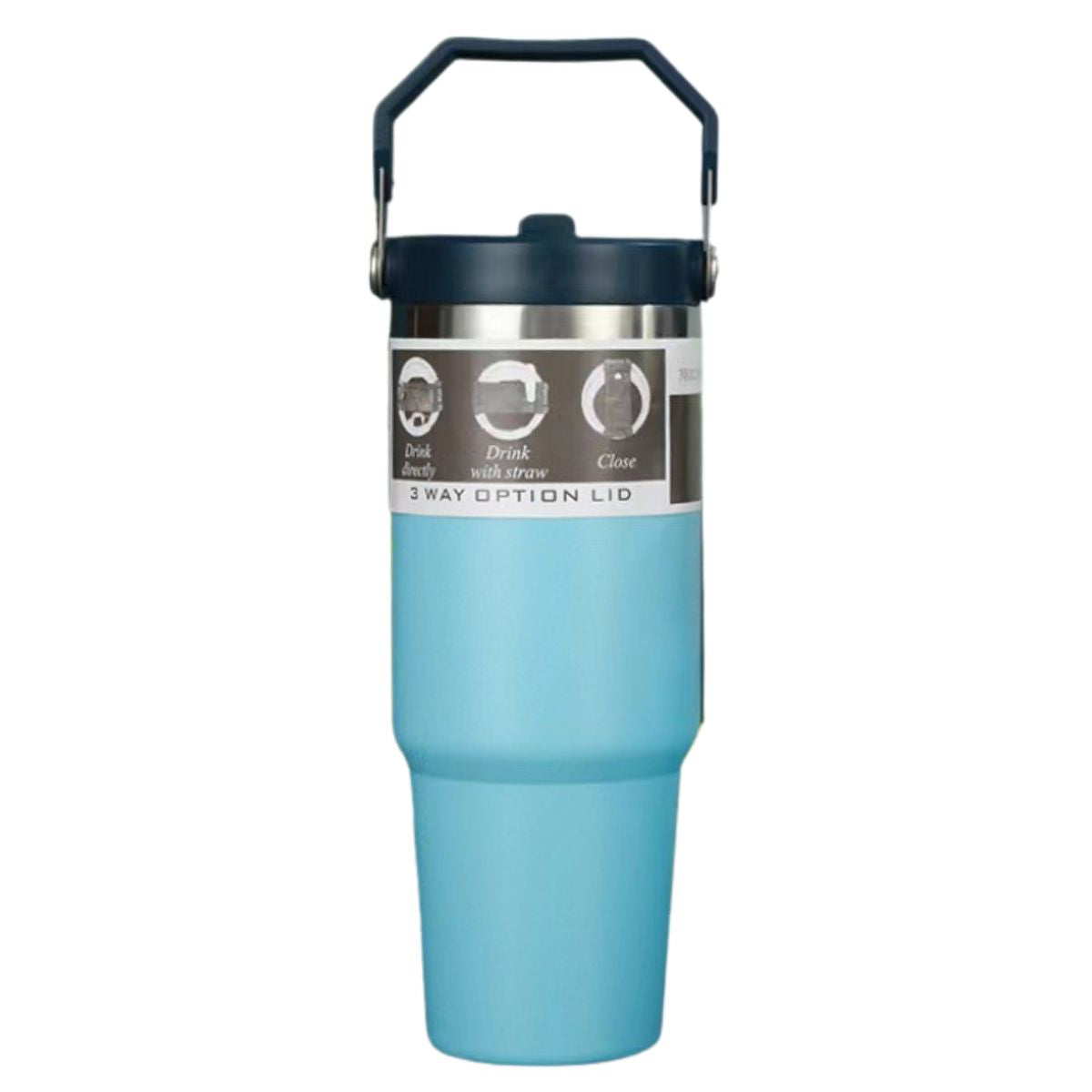 Botella de agua térmica 890ml. Termo de doble pared. Acero inoxidable. Vaso con carrizo integrado.