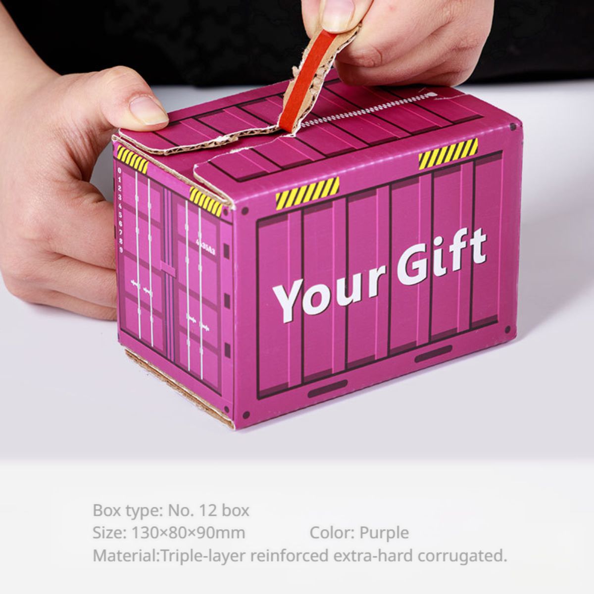 Caja de cartón reforzado 130×80×90mm. Diseño de contenedor. Ideal para envíos o empaque de productos ecomerce Sorprenda a sus clientes!