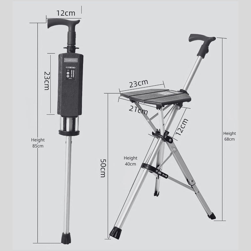 Bastón Asiento 2 en 1. Bastón de Apoyo Convertible en Silla Portátil. Ideal para ancianos adultos mayores. La yeyesada del abuelo