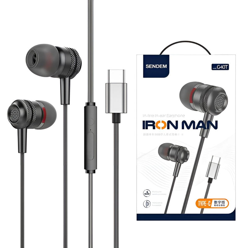 Audífonos con Cable USB-C. Auriculares con Micrófono y Control de Volumen Integrado.