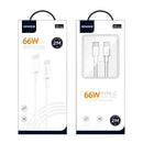 Cable Tipo-C a Tipo-C de Carga Rápida 66W y Transferencia de Datos. Longitud de 2 Metros.