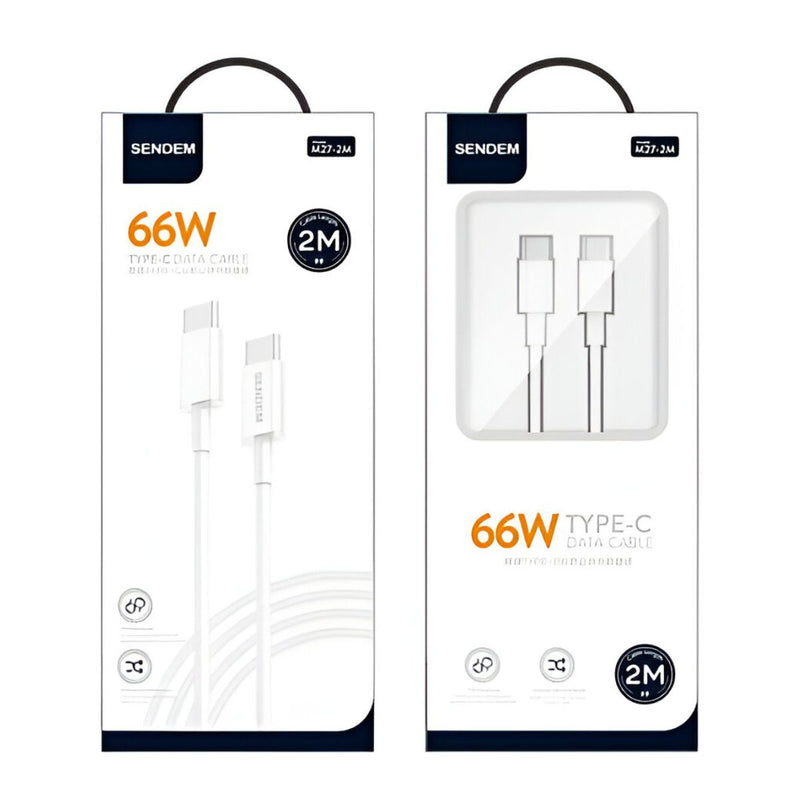 Cable Tipo-C a Tipo-C de Carga Rápida 66W y Transferencia de Datos. Longitud de 2 Metros.