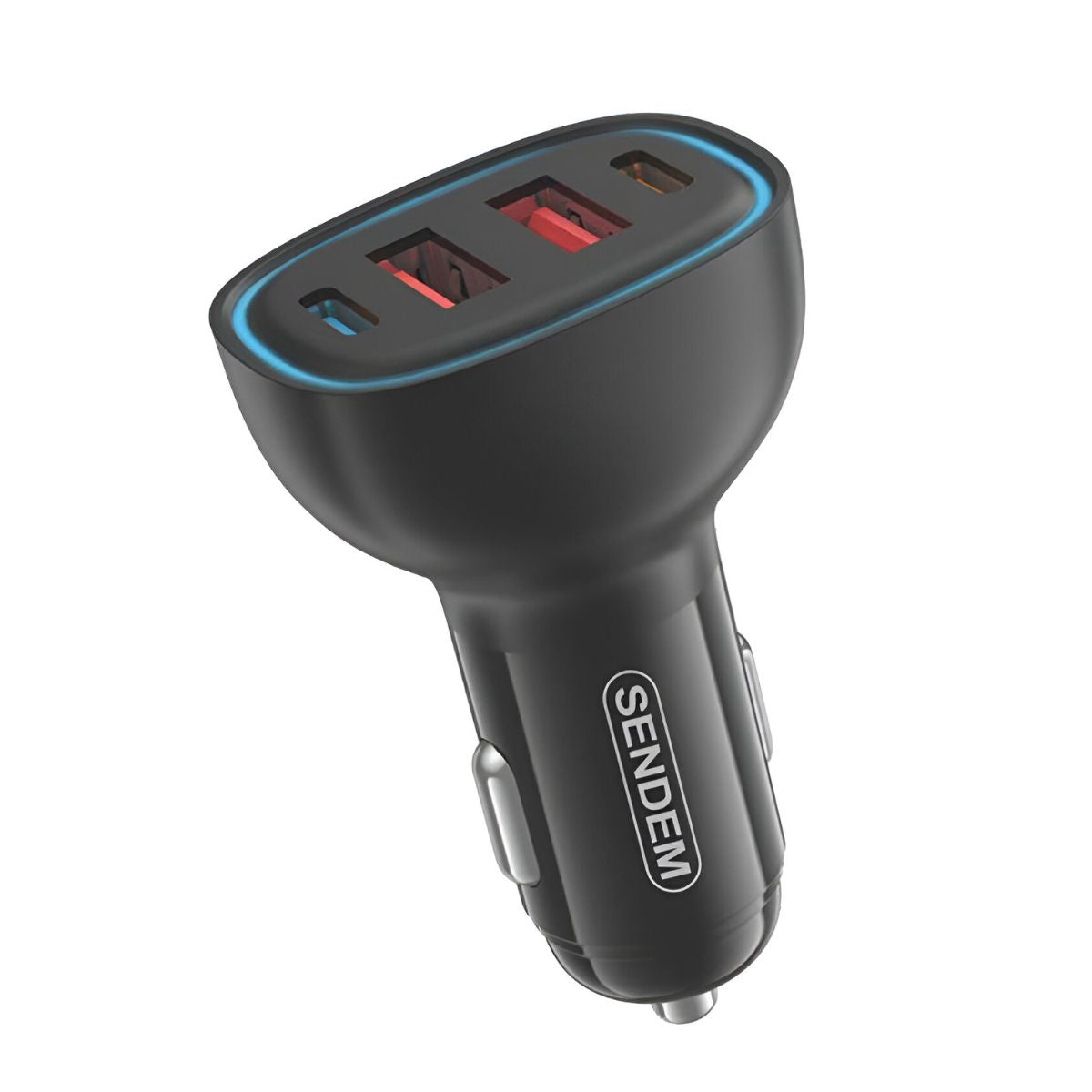 Cargador de Auto 45W con 2 puertos USB y 2 puertos Tipo C. Adaptador de carro con Carga Rápida para Múltiples Dispositivos.