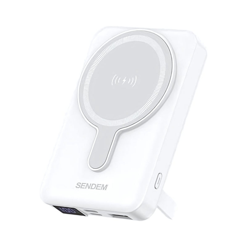 Power Bank Inalámbrico Magnético 10000mAh con Carga Rápida. batería portátil con soporte plegable. Cargador inalámbrico.