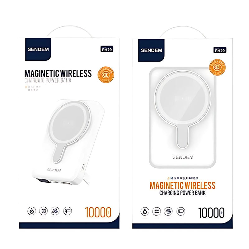 Power Bank Inalámbrico Magnético 10000mAh con Carga Rápida. batería portátil con soporte plegable. Cargador inalámbrico.
