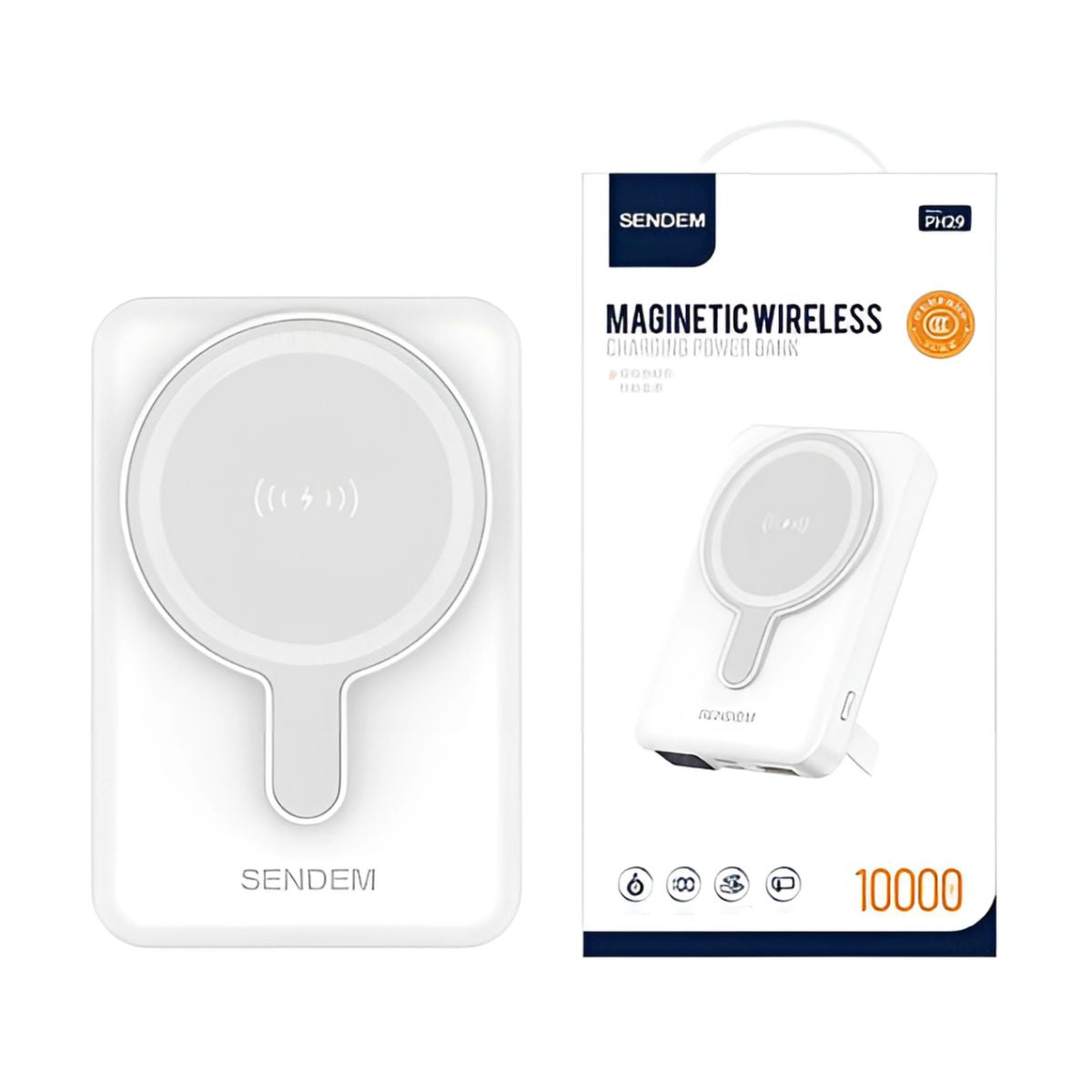 Power Bank Inalámbrico Magnético 10000mAh con Carga Rápida. batería portátil con soporte plegable. Cargador inalámbrico.