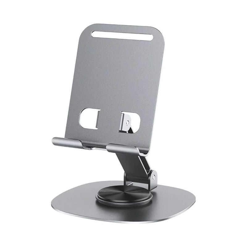 Soporte Metálico Plegable para Celular con Rotación 360° y Altura Ajustable. Base de teléfono móvil Antideslizante para Escritorio.