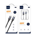 Cable Tipo-C a Tipo-C de Carga Rápida 66W y Transferencia de Datos. Longitud de 1.2 Metros.