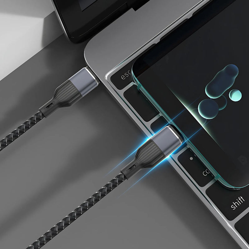 Cable Tipo-C a Tipo-C de Carga Rápida 66W y Transferencia de Datos. Longitud de 1.2 Metros.