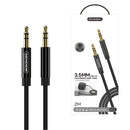 Cable Auxiliar de Audio 3.5mm Macho a Macho de 2 Metros. Compatible con Auto, Parlantes y Audífonos.