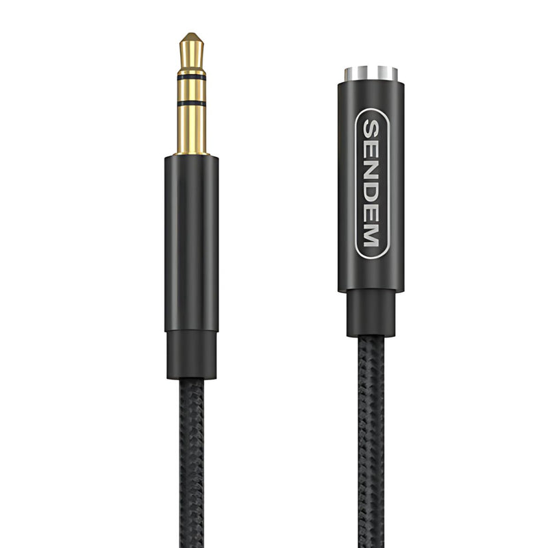 Cable de Extensión Auxiliar 3.5mm Macho a Hembra de 1 Metro. Compatible con Audífonos, Computadoras y Parlantes.