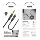 Cable de Extensión Auxiliar 3.5mm Macho a Hembra de 2 Metros. Compatible con Audífonos, Computadoras y Parlantes.