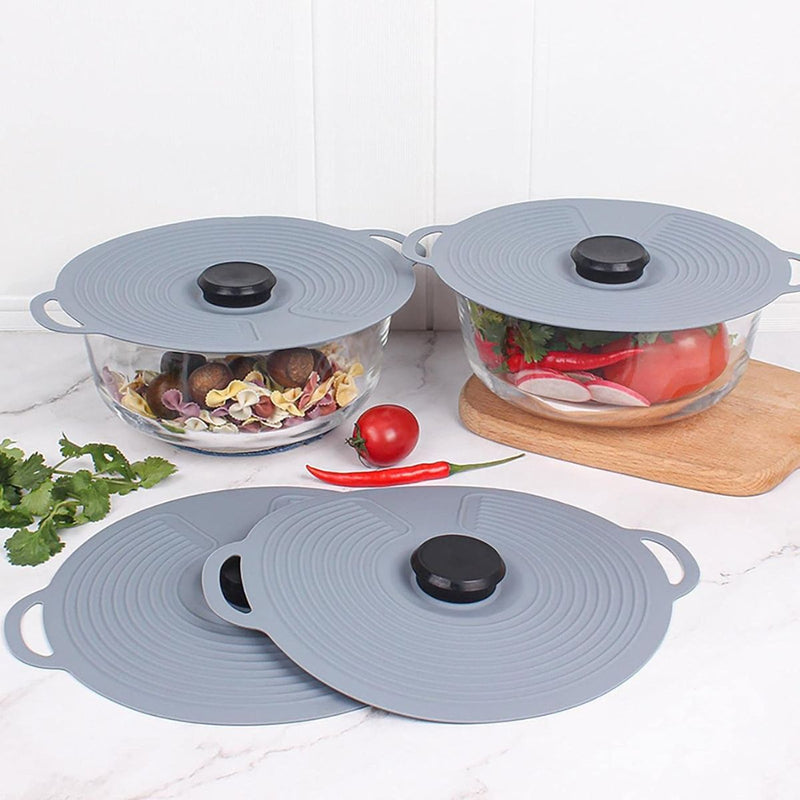 Tapas de Silicona Reutilizables para Ollas y Recipientes. (Set 3 Tamaños) Tapaderas de Sellado Hermético Antiderrames.