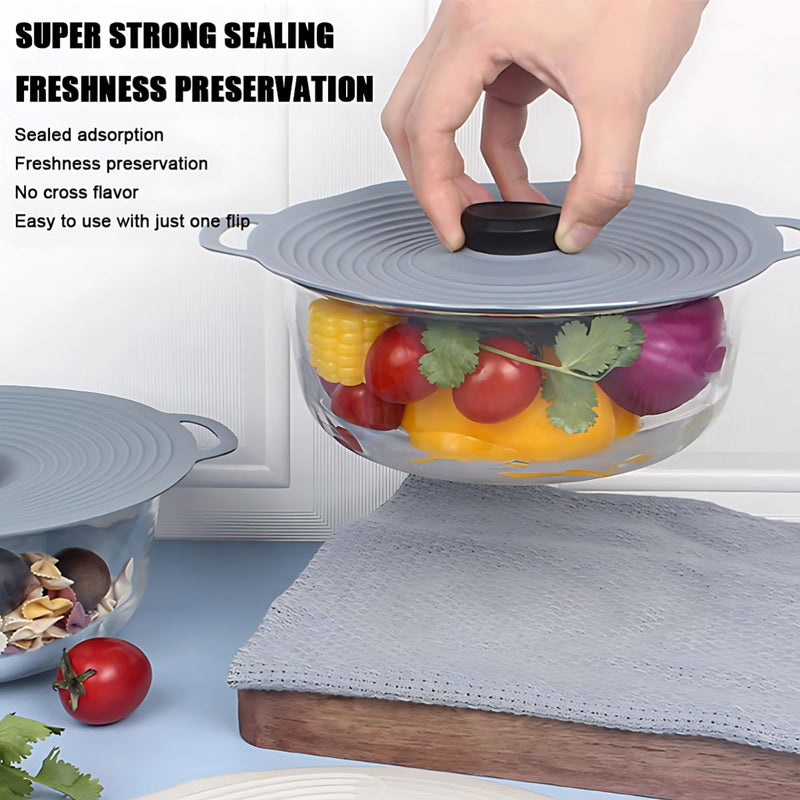 Tapas de Silicona Reutilizables para Ollas y Recipientes. (Set 3 Tamaños) Tapaderas de Sellado Hermético Antiderrames.