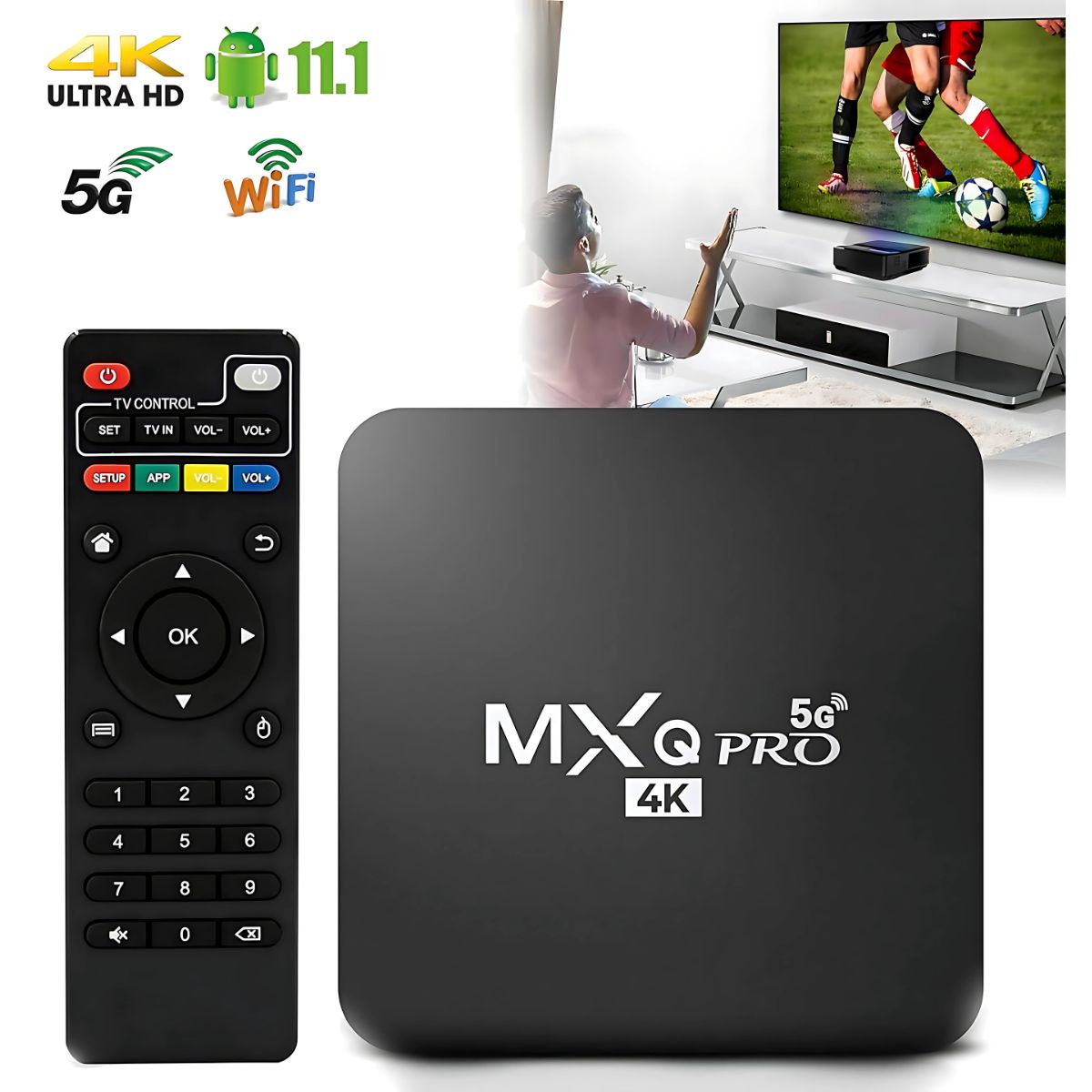 TV Box Android 11.1 4K Ultra HD con WiFi 5G. Convierte tu TV en Smart. Cajilla Smart para televisor. Ideal para YouTube, Netflix y más.