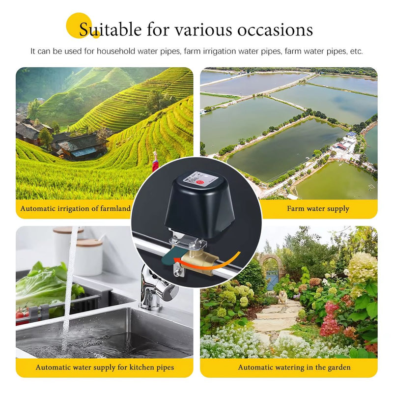 Válvula de Paso agua Inteligente ZigBee. Válvula Eléctrica para Control Automático de Agua. Para Hogar y Riego.