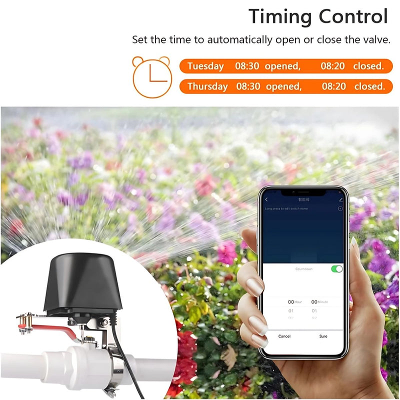 Válvula de paso agua Inteligente WiFi para Agua. Control Remoto por App. Para hogar y riego. Válvula Eléctrica para Control Automático de Agua.