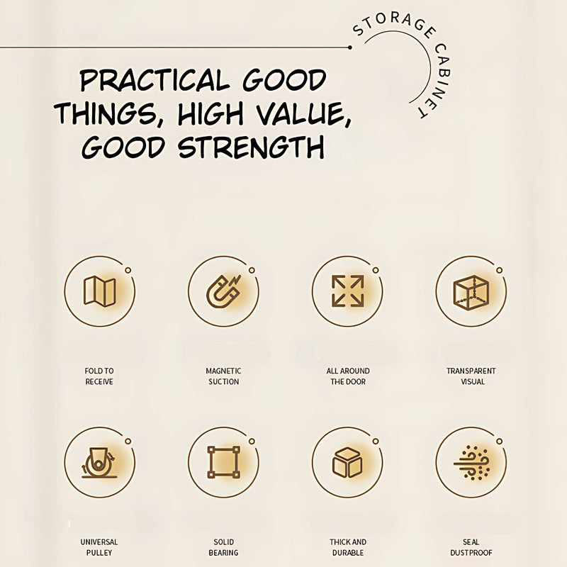 Estante Organizador Modular Plegable con Ruedas y Puertas Transparentes. Armario Desmontable Para Almacenamiento (70 cm de Ancho). Cajones Apilables.