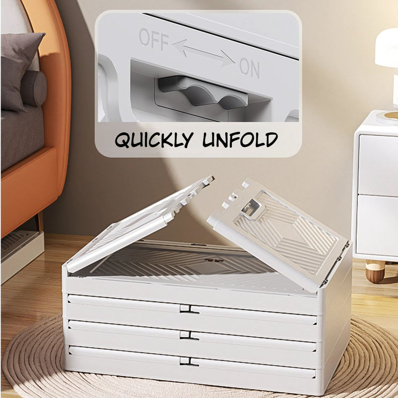 Estante Organizador Modular Plegable con Ruedas y Puertas Transparentes. Armario Desmontable Para Almacenamiento (70 cm de Ancho). Cajones Apilables.