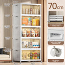 Estante Organizador Modular Plegable con Ruedas y Puertas Transparentes. Armario Desmontable Para Almacenamiento (70 cm de Ancho). Cajones Apilables.