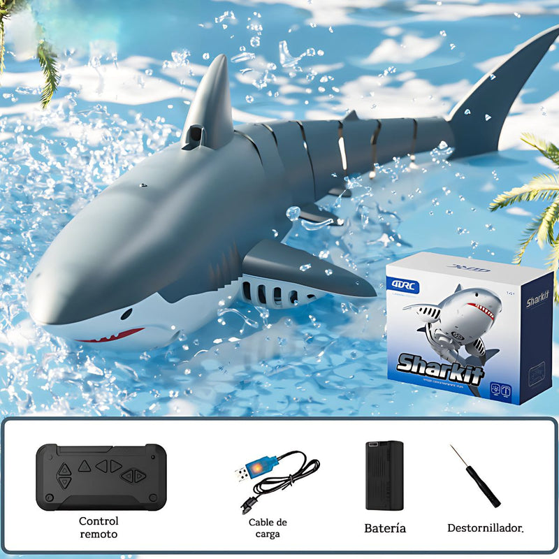 Juguete de Tiburón agua a Control Remoto con Rocío de Agua. Tiburón Robot Electrónico Submarino.