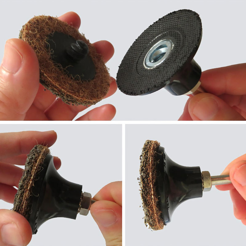 Discos de Lijar 2” (Set de 52 piezas). Con Adaptador para Taladro. Roloc R Tipo Rápido, Discos Abrasivos y Pulido para Metal, Madera y Plástico.