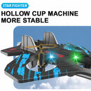 Juguete de Avión con planeador a control remoto. Dron de Espuma con Luz con Rotación de 360°. 25 x 18 x 5.6cm.