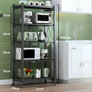 Estante Organizador con Ruedas (Color Negro). Repisas para Almacenamiento Plegable con 5 Niveles. 160 x 71 x 38cm.