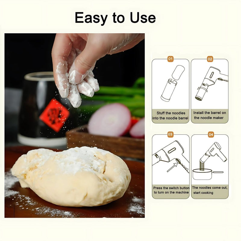 Máquina para Hacer Pasta Inalámbrica. Noodle Maker portátil y recargable. Incluye accesorios.