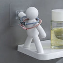 Repisa de pared. Estante Flotante Adhesivo con Figuras Decorativas. (Unidad) Tablilla color blanco. 31.5x12 cm para baño o cocina.