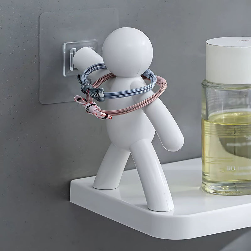 Repisa de pared. Estante Flotante Adhesivo con Figuras Decorativas. (Unidad) Tablilla color blanco. 31.5x12 cm para baño o cocina.