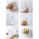 Repisa de pared. Estante Flotante Adhesivo con Figuras Decorativas. (Unidad) Tablilla color blanco. 31.5x12 cm para baño o cocina.
