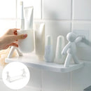 Repisa de pared. Estante Flotante Adhesivo con Figuras Decorativas. (Unidad) Tablilla color blanco. 31.5x12 cm para baño o cocina.