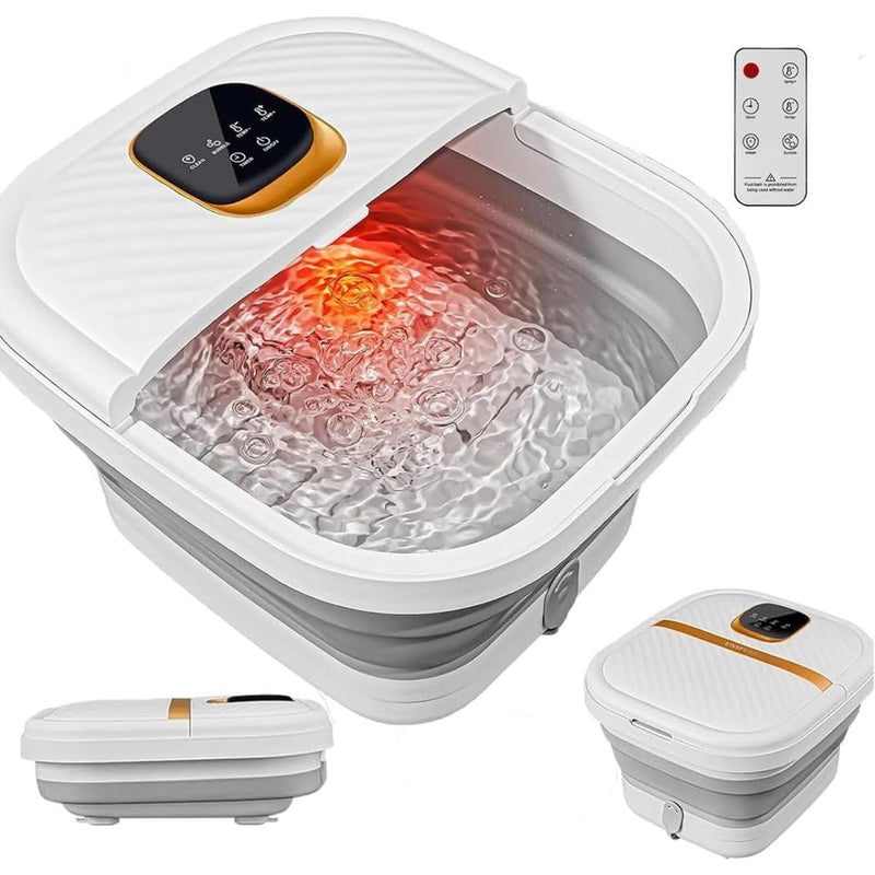 Tina Spa para Pies Plegable con Mini Rodillos y Luz UV. Tina de Masajes para Pies con Calor y Vibración. Pedicure. 800W.