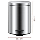 Papelera con Pedal Acero Inoxidable 20L. Con cierre suave Basurero Tinaco Antideslizante y con Tapa para Baño u Oficina.
